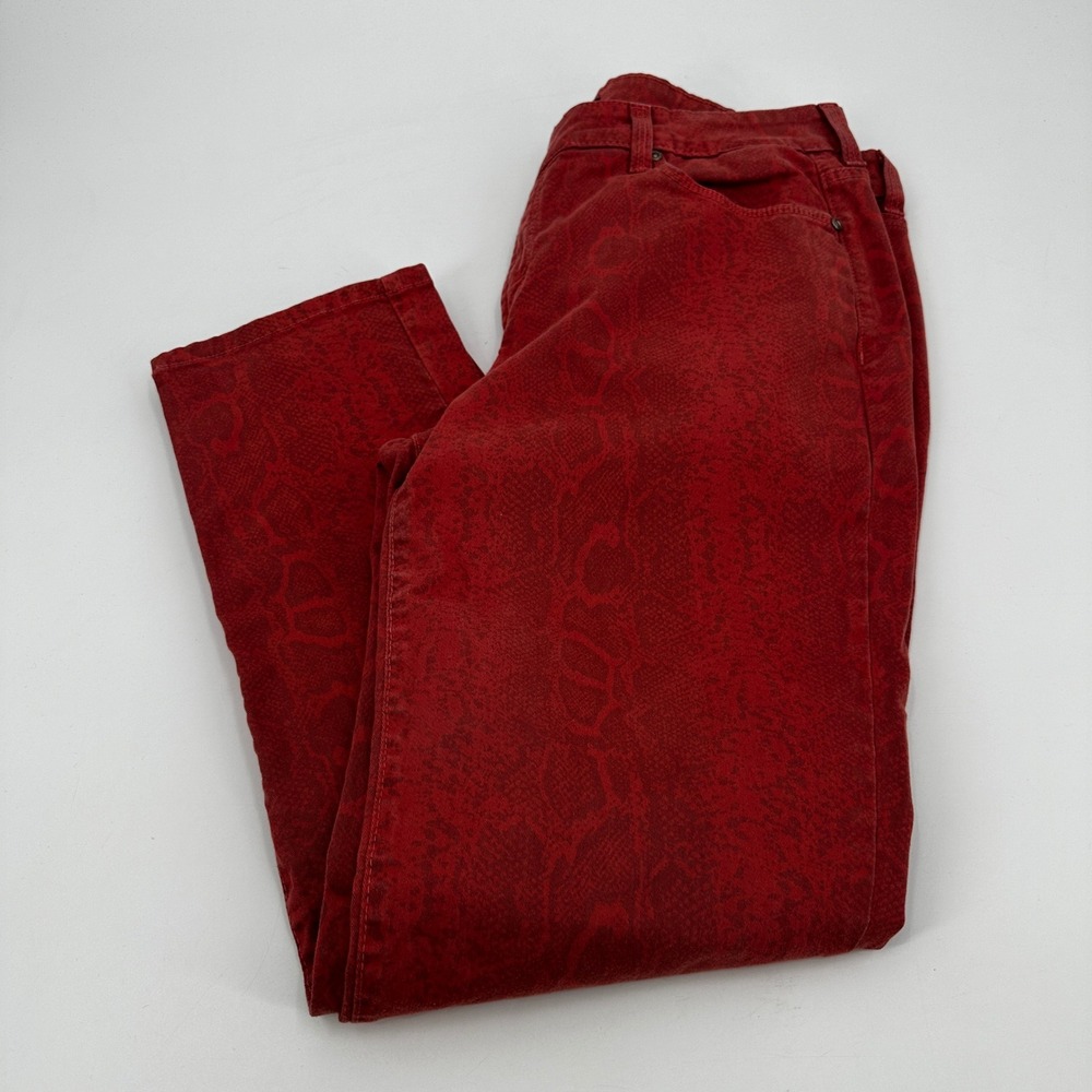 NYDJ Red Snakeskin Print Ankle Pants Size 10 Slim Fit Slimming‎ Python Bold